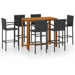 YOUTHUP Ensemble De Bar De Jardin 7 Pcs Noir - Noir