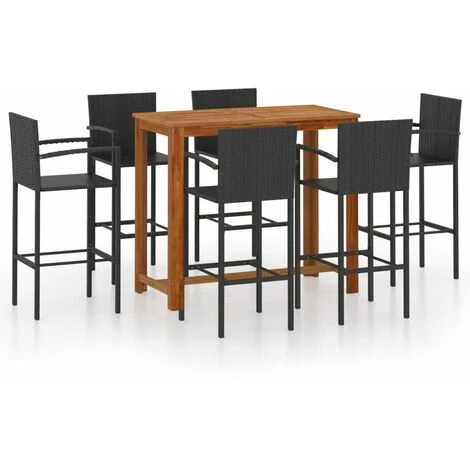 YOUTHUP Ensemble De Bar De Jardin 7 Pcs Noir - Noir 3 YOUTHUP Ensemble De Bar De Jardin 7 Pcs Noir - Noir