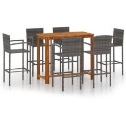 YOUTHUP Ensemble De Bar De Jardin 7 Pcs Gris - Gris