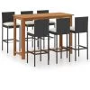 YOUTHUP Ensemble De Bar De Jardin Avec Coussins 7 Pcs Noir - Noir -Table haute et bar Soldes 51893292 1