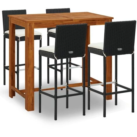 YOUTHUP Ensemble De Bar De Jardin Avec Coussins 5 Pcs Noir - Noir 3 YOUTHUP Ensemble De Bar De Jardin Avec Coussins 5 Pcs Noir - Noir
