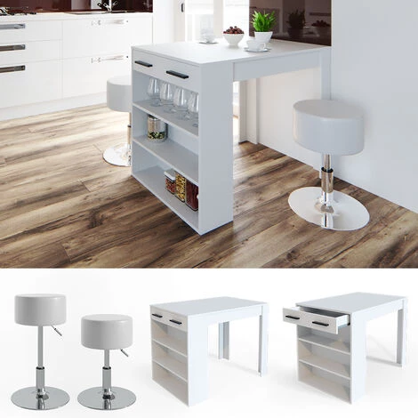 Table De Bar Vicco „Repose“ Blanche Avec 2 Tabourets De Bar Vicco 4 Table De Bar Vicco „Repose“ Blanche Avec 2 Tabourets De Bar Vicco – Image 2