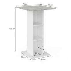 Table De Bar „Redeo“ Blanche/Béton Vicco -Table haute et bar Soldes 52050939 3