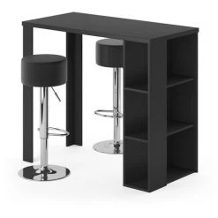 Table De Bar „Noel“ Noir Avec 2 Tabourets Vicco