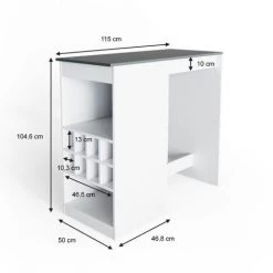 Table De Bar Vicco „Ross“ Blanche/Anthracite Vicco 9 Table De Bar Vicco „Ross“ Blanche/Anthracite Vicco -Table haute et bar Soldes 52051048 3