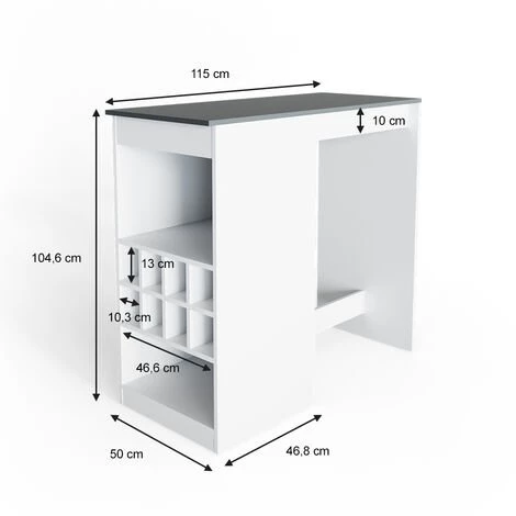Table De Bar Vicco „Ross“ Blanche/Anthracite Vicco 5 Table De Bar Vicco „Ross“ Blanche/Anthracite Vicco – Image 3