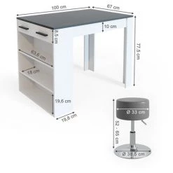 Table De Bar „Repose“ Blanche/Anthracite Avec 2 Tabourets Vicco 9 Table De Bar „Repose“ Blanche/Anthracite Avec 2 Tabourets Vicco -Table haute et bar Soldes 52051307 3