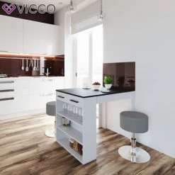 Table De Bar „Repose“ Blanche/Anthracite Avec 2 Tabourets Vicco 10 Table De Bar „Repose“ Blanche/Anthracite Avec 2 Tabourets Vicco -Table haute et bar Soldes 52051307 4