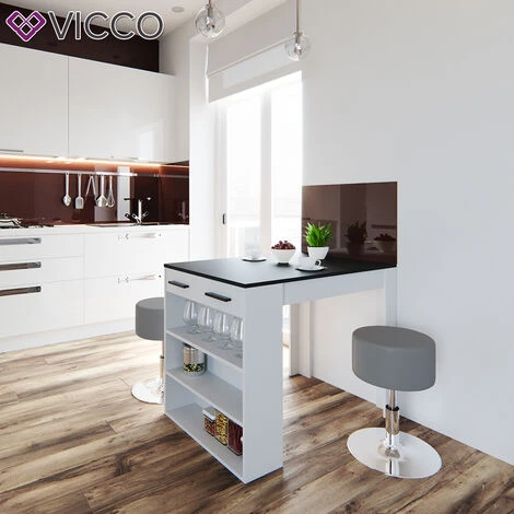 Table De Bar „Repose“ Blanche/Anthracite Avec 2 Tabourets Vicco 6 Table De Bar „Repose“ Blanche/Anthracite Avec 2 Tabourets Vicco – Image 4