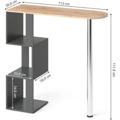 Table De Bar „Vincent" Anthracite/Goldkraft Vicco -Table haute et bar Soldes 52051799 3