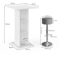 Table De Bar „Rodeo“ Béton/Blanc Avec 2 Tabourets Vicco -Table haute et bar Soldes 52051818 3