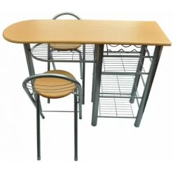 Topdeal Ensemble De Table Et De Chaises De Bar / Cuisine Bois -Table haute et bar Soldes 52083501 3