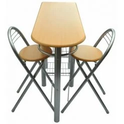 Topdeal Ensemble De Table Et De Chaises De Bar / Cuisine Bois -Table haute et bar Soldes 52083501 4