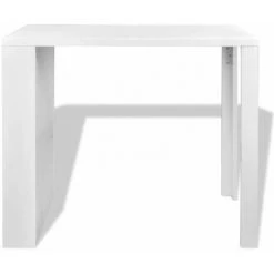 Topdeal Table De Bar MDF Avec Casier à Bouteilles Blanc Haut Brillance -Table haute et bar Soldes 52083779 3