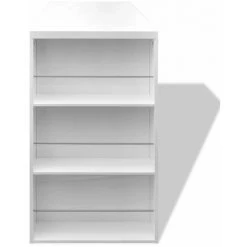 Topdeal Table De Bar MDF Avec Casier à Bouteilles Blanc Haut Brillance -Table haute et bar Soldes 52083779 4