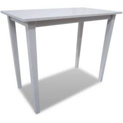 Topdeal Table De Bar En Bois Blanc