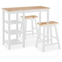Topdeal Ensemble De Bar 3 Pcs MDF Blanc 8 Topdeal Ensemble De Bar 3 Pcs MDF Blanc -Table haute et bar Soldes 52085204 2
