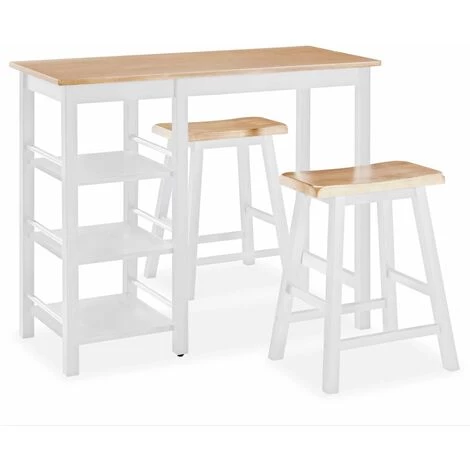 Topdeal Ensemble De Bar 3 Pcs MDF Blanc 4 Topdeal Ensemble De Bar 3 Pcs MDF Blanc – Image 2