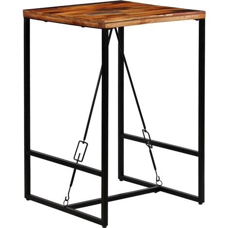 Topdeal Ensemble De Bar 3 Pcs Bois Massif Recyclé Et Cuir De Chèvre 4 Topdeal Ensemble De Bar 3 Pcs Bois Massif Recyclé Et Cuir De Chèvre – Image 2