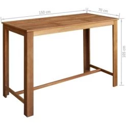 Topdeal Table De Bar Bois D'acacia Solide 150 X 70 X 105 Cm -Table haute et bar Soldes 52085727 4