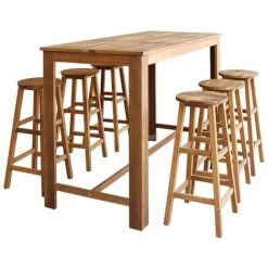 Topdeal Table Et Tabourets De Bar 7 Pcs Bois D'acacia Massif