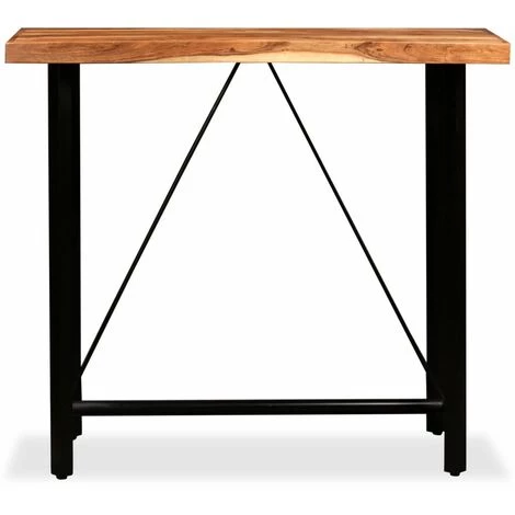 Topdeal Ensemble De Bar 5 Pcs Bois D'acacia Massif Et Cuir Véritable 5 Topdeal Ensemble De Bar 5 Pcs Bois D'acacia Massif Et Cuir Véritable – Image 3