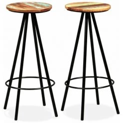 Topdeal Ensemble De Bar 3 Pcs Bois De Récupération Massif -Table haute et bar Soldes 52087111 4