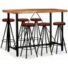 Topdeal Ensemble De Bar 7 Pcs Bois D'acacia Massif Et Cuir Véritable 1 Topdeal Ensemble De Bar 7 Pcs Bois D'acacia Massif Et Cuir Véritable -Table haute et bar Soldes 52087112 1