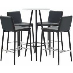 Topdeal Ensemble De Bar 5 Pcs Similicuir Gris