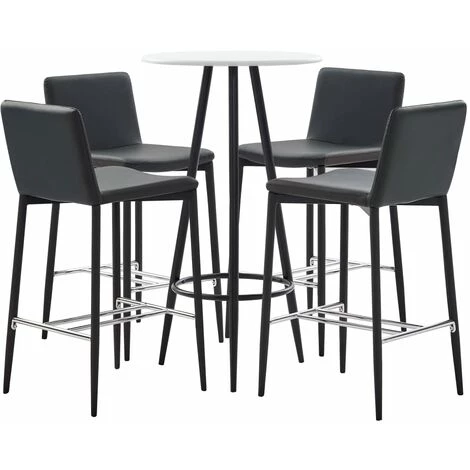 Topdeal Ensemble De Bar 5 Pcs Similicuir Gris 3 Topdeal Ensemble De Bar 5 Pcs Similicuir Gris