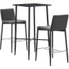 Topdeal Ensemble De Bar 3 Pcs Similicuir Gris -Table haute et bar Soldes 52088240 1