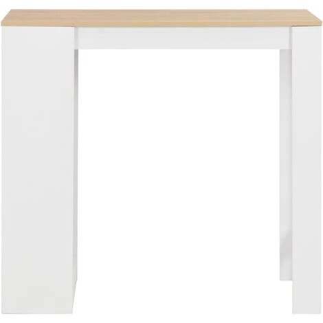 Topdeal Table De Bar Avec étagère Blanc 110x50x103 Cm 5 Topdeal Table De Bar Avec étagère Blanc 110x50x103 Cm – Image 3