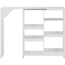 Topdeal Table De Bar Avec Tablette Amovible Blanc 138x39x110 Cm -Table haute et bar Soldes 52088401 3