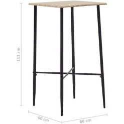 Topdeal Table De Bar Chêne 60 X 60 X 111 Cm MDF -Table haute et bar Soldes 52088816 5