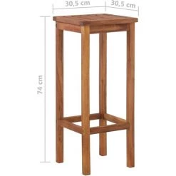 Topdeal Table Et Chaises De Bar 3 Pcs Bois D'acacia Massif -Table haute et bar Soldes 52091046 5