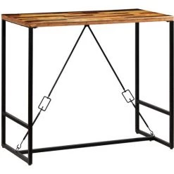 Topdeal Ensemble De Bar 5 Pcs Bois Massif Recyclé Et Cuir De Chèvre VDFF12221_FR -Table haute et bar Soldes 52094725 3