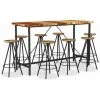 Topdeal Ensemble De Bar 9 Pcs Bois De Récupération Massif FF3053445_FR -Table haute et bar Soldes 52096772 1