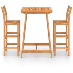 Topdeal Ensemble De Bar D'extérieur 3 Pcs Bois D'acacia Massif FF3057848_FR -Table haute et bar Soldes 52097354 2