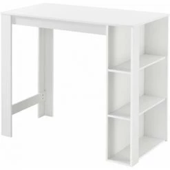 HELLOSHOP26 Table De Bar Design Avec Surfaces De Rangement Table Bistrot Avec 3 étagères Panneaux De Particules 110 X 50 X 103 Cm Blanc - Blanc