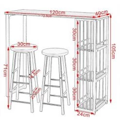 WOLTU 1xTable De Bar Avec 3 Tablettes + 2xTabourets De Bar. Structure En Métal. Plateau En MDF. Noir 8 WOLTU 1xTable De Bar Avec 3 Tablettes + 2xTabourets De Bar. Structure En Métal. Plateau En MDF. Noir -Table haute et bar Soldes 52468321 3