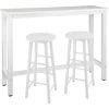 WOLTU 1xTable De Bar + 2xTabourets De Bar En MDF Et Métal. Design Industriel. 140x40x100cm. Blanc -Table haute et bar Soldes 52468322 1