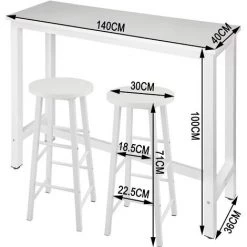 WOLTU 1xTable De Bar + 2xTabourets De Bar En MDF Et Métal. Design Industriel. 140x40x100cm. Blanc 8 WOLTU 1xTable De Bar + 2xTabourets De Bar En MDF Et Métal. Design Industriel. 140x40x100cm. Blanc -Table haute et bar Soldes 52468322 3