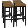 WOLTU 4xTabouret De Bar. Tabouret Bistro Structure En Acier Stable. Surface De Bout En Bois Massif.Chêne