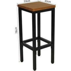 WOLTU 4xTabouret De Bar. Tabouret Bistro Structure En Acier Stable. Surface De Bout En Bois Massif.Chêne -Table haute et bar Soldes 52468327 3