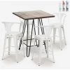 AHD AMAZING HOME DESIGN Ensemble Table Bois 60x60cm 4 Tabourets Tolix Industriel Cuisine Bar Mason Noix | Couleur: Blanc 2 AHD AMAZING HOME DESIGN Ensemble Table Bois 60x60cm 4 Tabourets Tolix Industriel Cuisine Bar Mason Noix | Couleur: Blanc -Table haute et bar Soldes 52645027 1