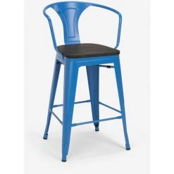 AHD AMAZING HOME DESIGN Ensemble 4 Tabourets Tolix Table Bois Métal 60x60cm Industriel Mason Wood | Couleur: Bleu 10 AHD AMAZING HOME DESIGN Ensemble 4 Tabourets Tolix Table Bois Métal 60x60cm Industriel Mason Wood | Couleur: Bleu -Table haute et bar Soldes 52645044 4