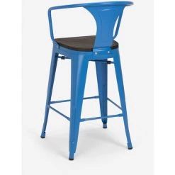 AHD AMAZING HOME DESIGN Ensemble 4 Tabourets Tolix Table Bois Métal 60x60cm Industriel Mason Wood | Couleur: Bleu 11 AHD AMAZING HOME DESIGN Ensemble 4 Tabourets Tolix Table Bois Métal 60x60cm Industriel Mason Wood | Couleur: Bleu -Table haute et bar Soldes 52645044 5