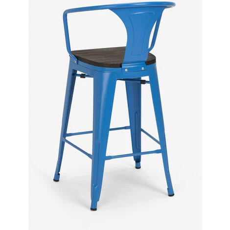 AHD AMAZING HOME DESIGN Ensemble 4 Tabourets Tolix Table Bois Métal 60x60cm Industriel Mason Wood | Couleur: Bleu 7 AHD AMAZING HOME DESIGN Ensemble 4 Tabourets Tolix Table Bois Métal 60x60cm Industriel Mason Wood | Couleur: Bleu – Image 5