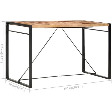 TRUE DEAL Table De Bar 180x90x110 Cm Bois Solide 7 TRUE DEAL Table De Bar 180x90x110 Cm Bois Solide – Image 5