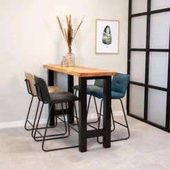 DIMEHOUSE Bruce Table De Bar Industrielle 150x50 Cm - Brun